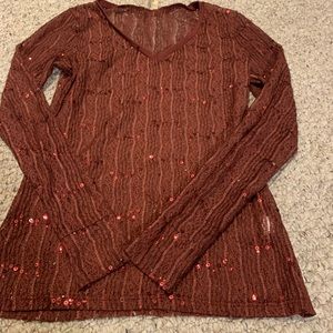 Women’s BKE Lace with sequence long sleeve shirt size medium, like new.